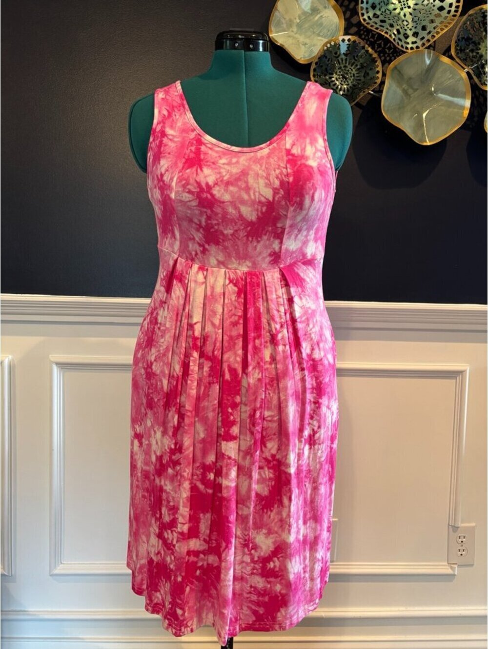 Jouica Pink Tie Dye Sleeveless Midi Dress Large Boho Summer Dress